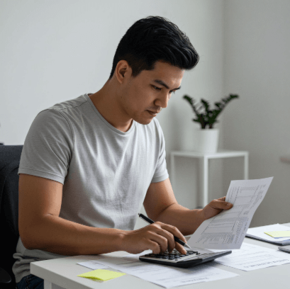 a man checking financial statements