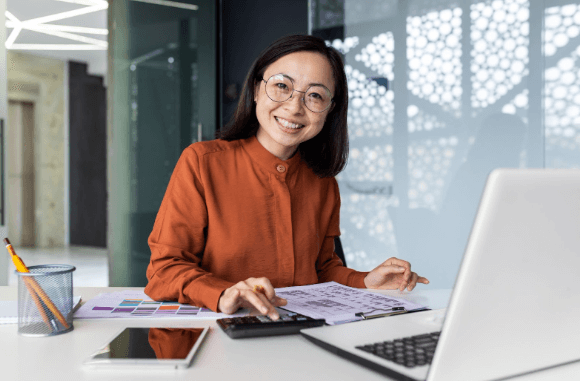 person calculating finances
